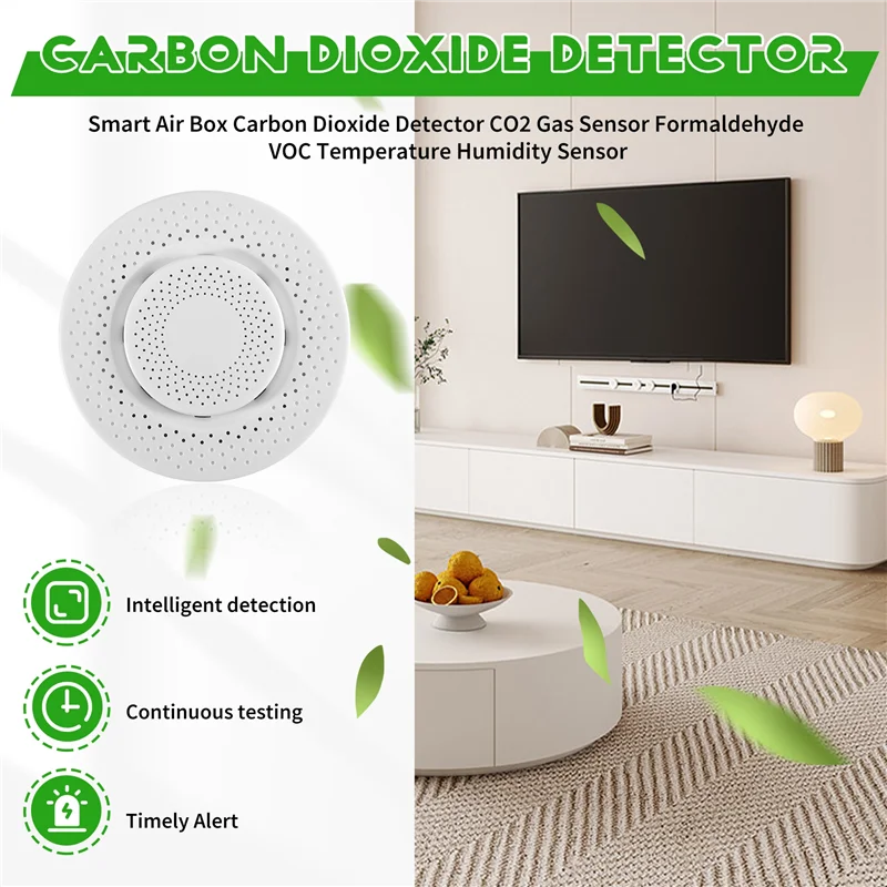B47C Zigbee/Tuya WIFI Smart Air Box Carbon Dioxide Detector CO2 Gas Sensor Formaldehyde VOC Temperature Humidity Sensor