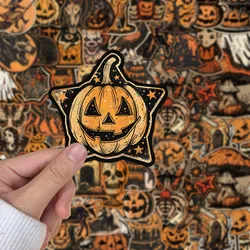 50PCS Retro Halloween Stickers Pumpkin Witch Handmade Account Material Phone Case Laptop Luggage Bottle Waterproof Stickers