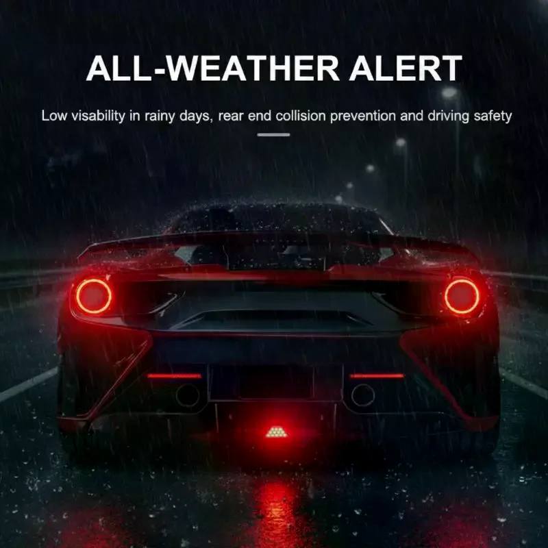 Car Triangle Brake Stop Light LED: Universal Warning DRL Red 12 Rear Tail Signal