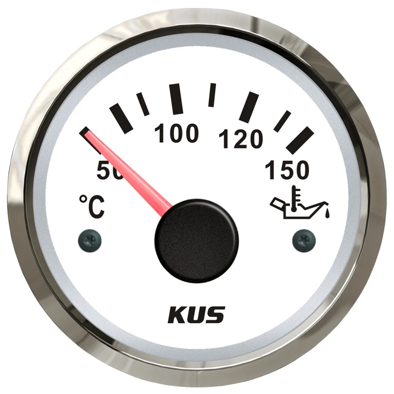 KUS 52mm Pointer Type Oil Temp Gauges 50-150Degree Black Oil Temperature Meters 361-19ohm for Auto Boat Motorcycle Truck Vessel