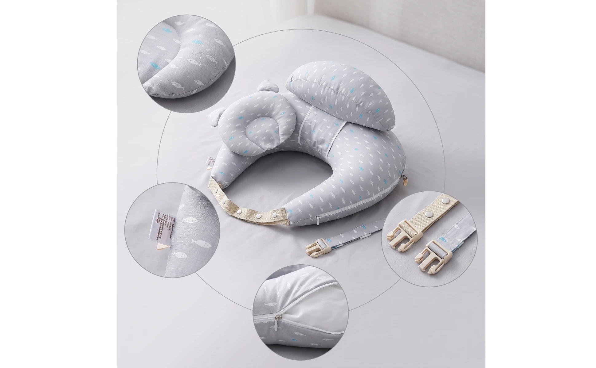 Nursing Pillow with Baby Pillow Padded Infant Support Cushion Comfortable Versatile for Newborns, Breastfeeding