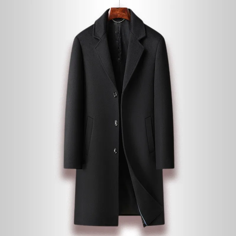 

New Men's Woolen Coat for Autumn and Winter 2025 Business Casual Long Suit Collar Jacket Windbreaker