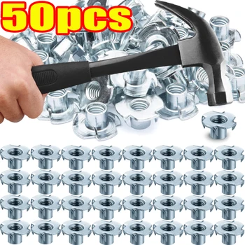 T 너트 블라인드 갈래 삽입 티 너트, 탄소강 너트, 아연 도금 스피커, 가구 하드웨어, 집 목공 패스너 