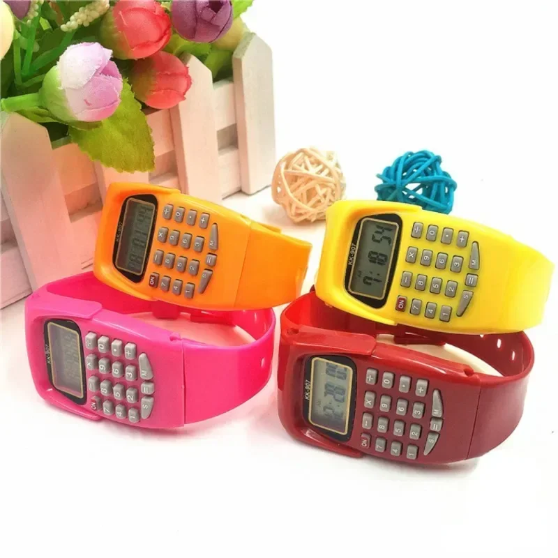 Calcolatrice elettronica per bambini data in Silicone tastiera multiuso orologio da polso Mini calcolatrice