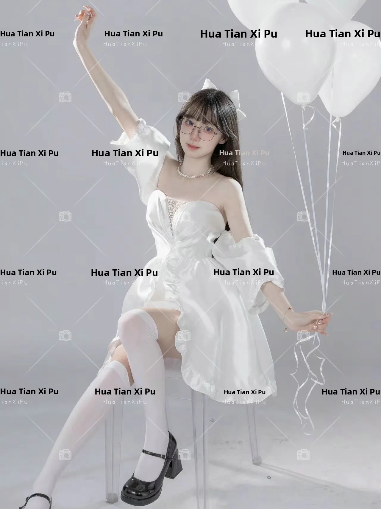 

Princess Style White Dress Photography Costume Birthday Atmosphere Sensation Studio New Arrival Women's Fashion Clothing