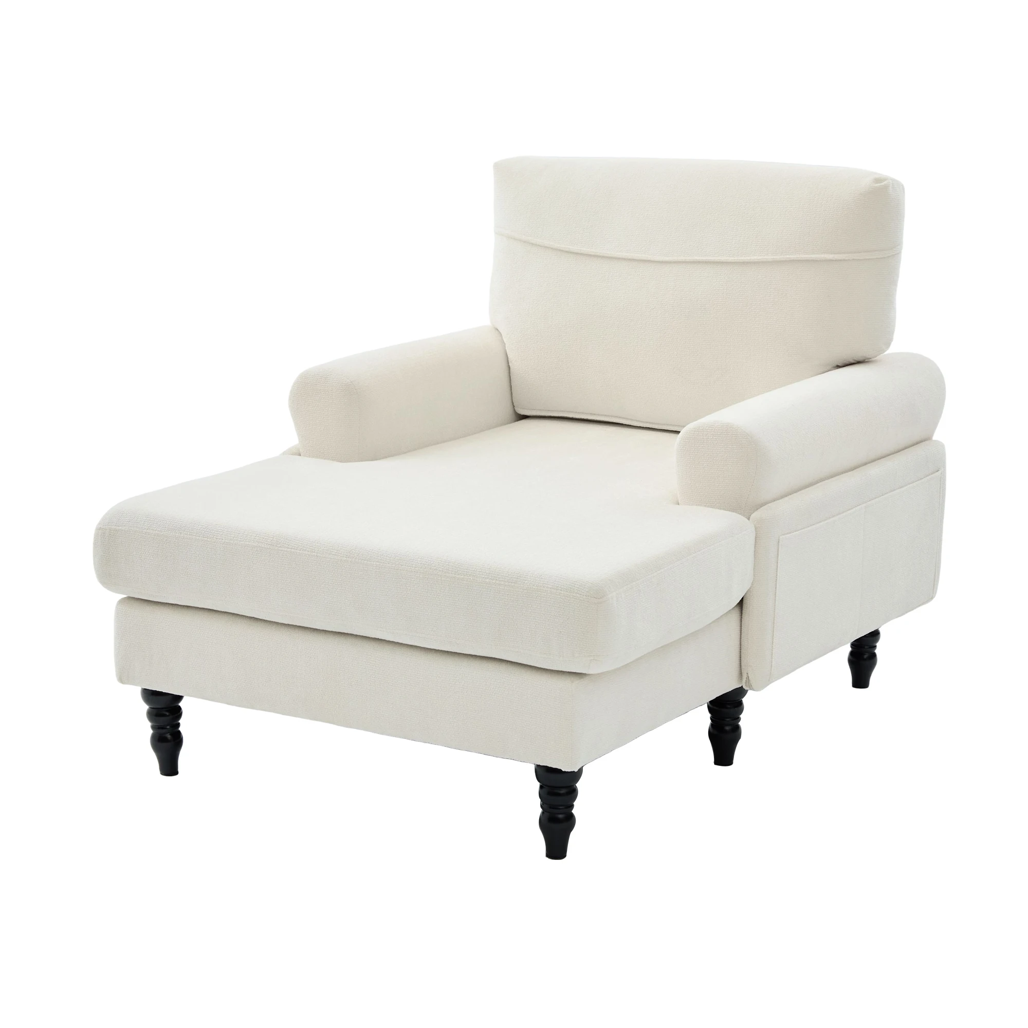Moderner minimalistischer Samt-Loungesessel, Schlafzimmer-Einzelsofa mit Holzbeinen, bequemer Rückenlehne und Armlehnen – Detail 32
