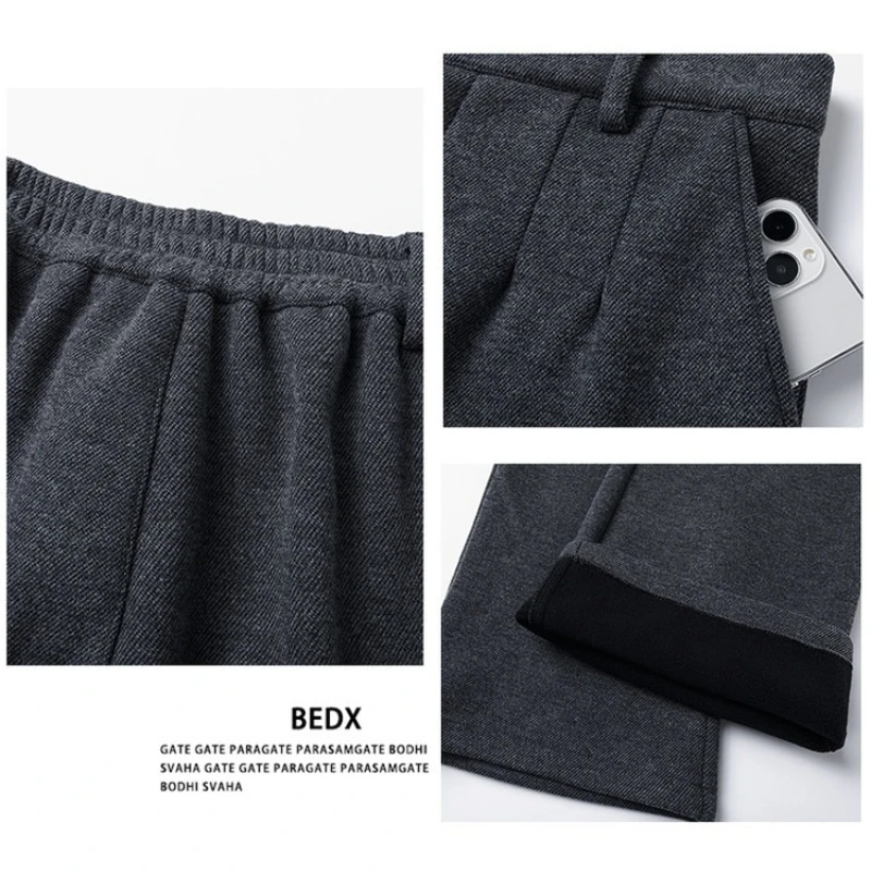 Winter Woolen Flannel Straight-Leg Pants - Gold Medal Quality, Casual Commuter Trousers (Gray/Black) M-4XL