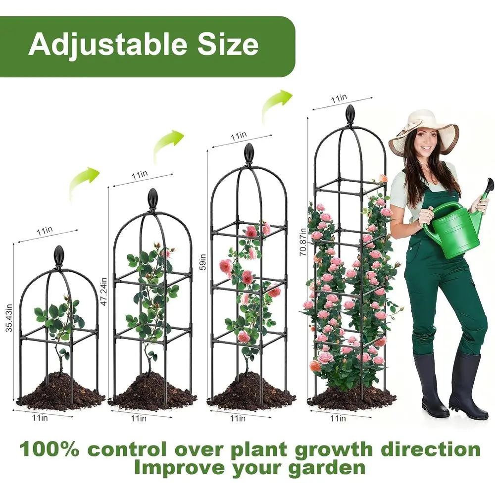 2 Pack 70 Tall Metal-Coated Plastic Garden Trellis for Climbing Plants - Rust-Resistant Outdoor/Indoor