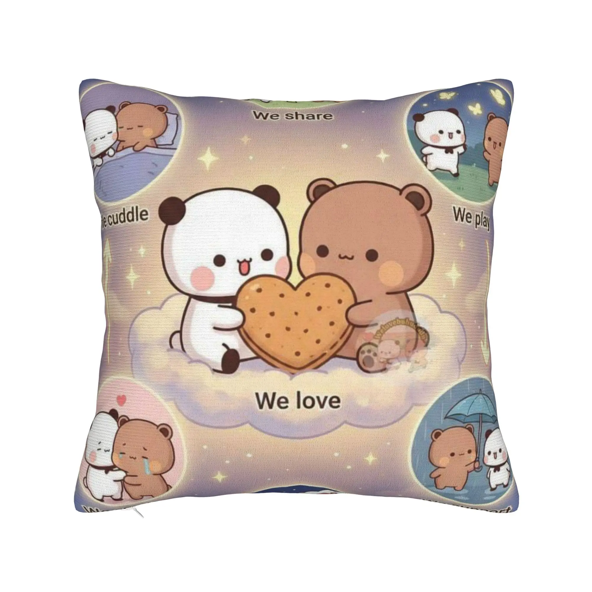 Cartoon Panda Bubu Dudu Square Pillow Case  Cushion Cover Customized Zippered Decorative Throw Pillow Case Cover Home 18