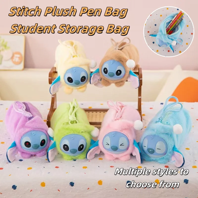 

Stitch Pen Case 'Eat Something before Sleep' Series Vinyl Toy Doll Brush Storage Makeup Bag - Decorative Organizational Gift