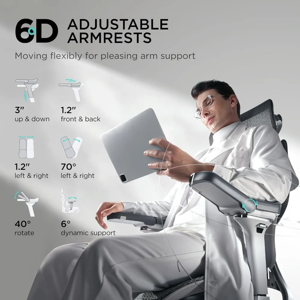 E3 Pro-silla de oficina ergonómica, sillón grande y alto con soporte Lumbar dinámico de 3 zonas, reposacabezas ajustable 4D, 6D