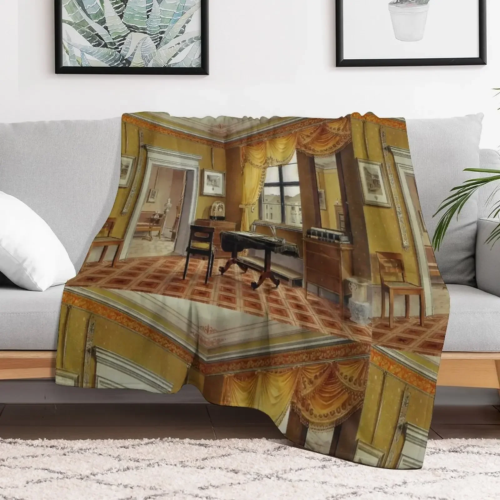 

Biedermeier era Zimmerbild...Berlin, circa 1825 Throw Blanket Furrys Hair Blankets Single Moving Blankets