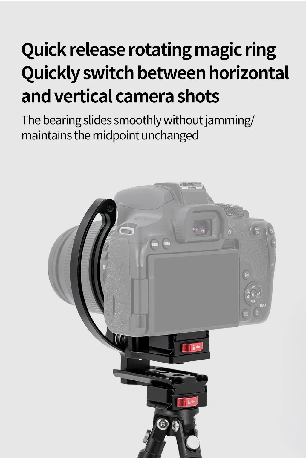 Neue DSLR Kamera Objektiv Unterstützung Halterung Halbrunden Ring Horizontale Vertikale Schnell Schalter Halterung für Canon Nikon Stativ Stabilisator – Detail 1