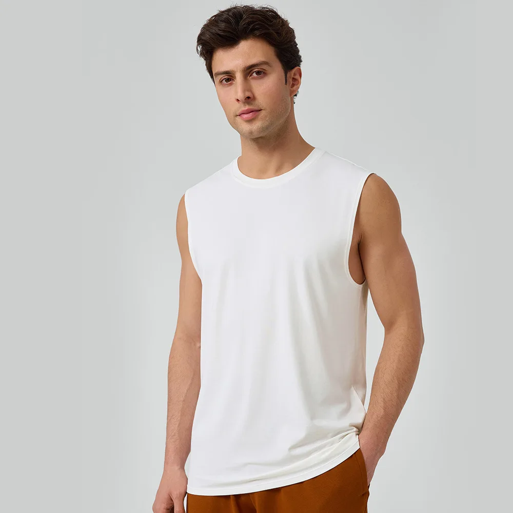 

Men's Top-Wide Shoulder Breathable Modal Fitness Vest,Cool Quick-Dry Gym Workout Sleeveless Shirt,Summer Loose Fit Athletic Wear