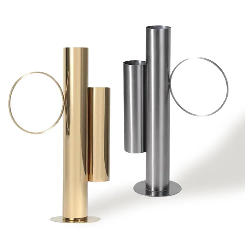 

Model room Modern light luxury electroplating metal creative test tube flower device Soft decoration model room Living room dini