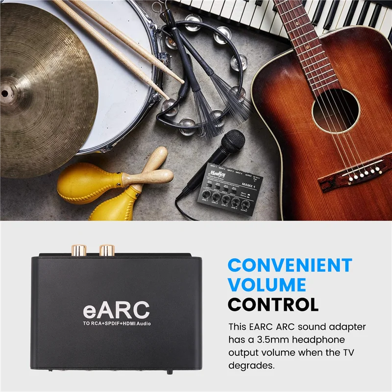 Eccellente convertitore audio ARC EARC, adattatore per estrattore audio Aux per estrattore audio EARC per amplificatore altoparlante da TV a soundbar