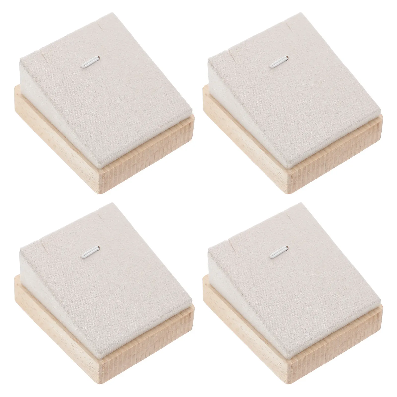 4Pcs Space Saving Wooden Necklace Display Stand Set Artistic Jewelry Holder for Pendant Chain Storage Tabletop Organizer Rack