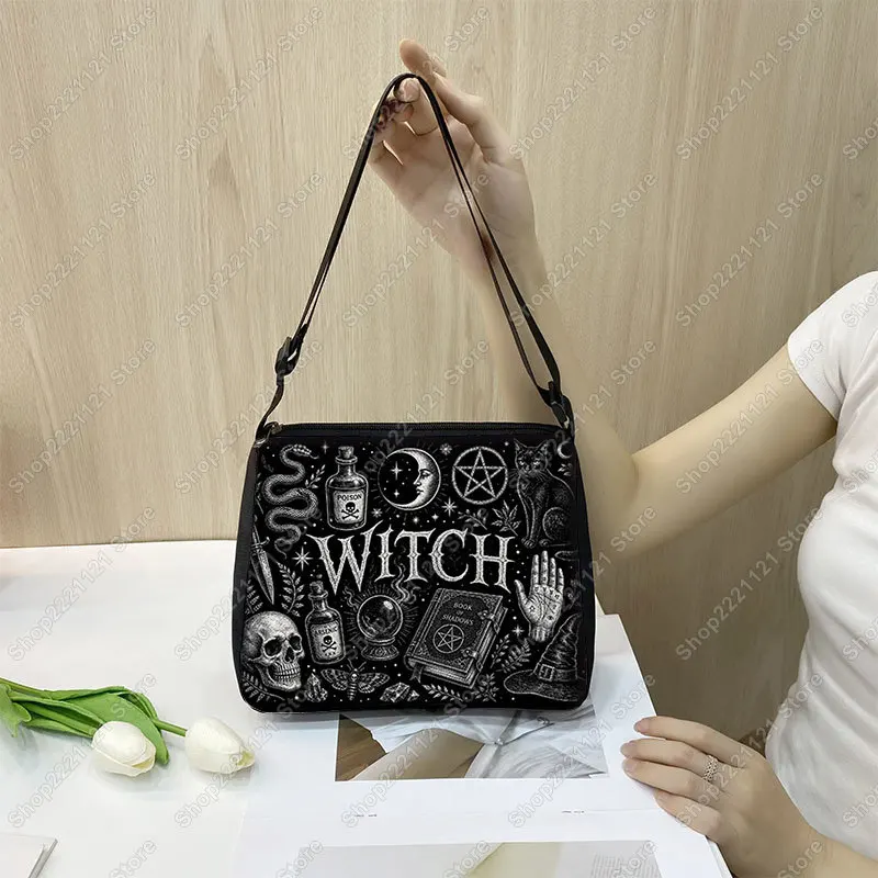 Dark Fantasy Art Tote Bags Witch Black Cat Women Shoulder Bag for Travel Phone Wallet Storage Bags Ladies Handbag messenger bags