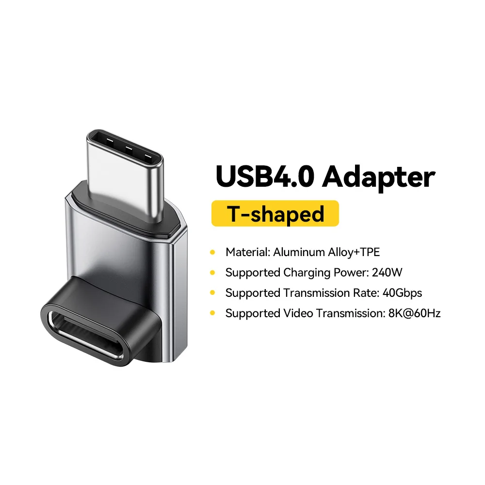 Essager USB4.0 40 Gbit/s OTG-Konverter 240 W Stromversorgung rechtwinkliger USB-C-Datenübertragungsadapter für Telefon MacBook Tablet 8K60 Hz