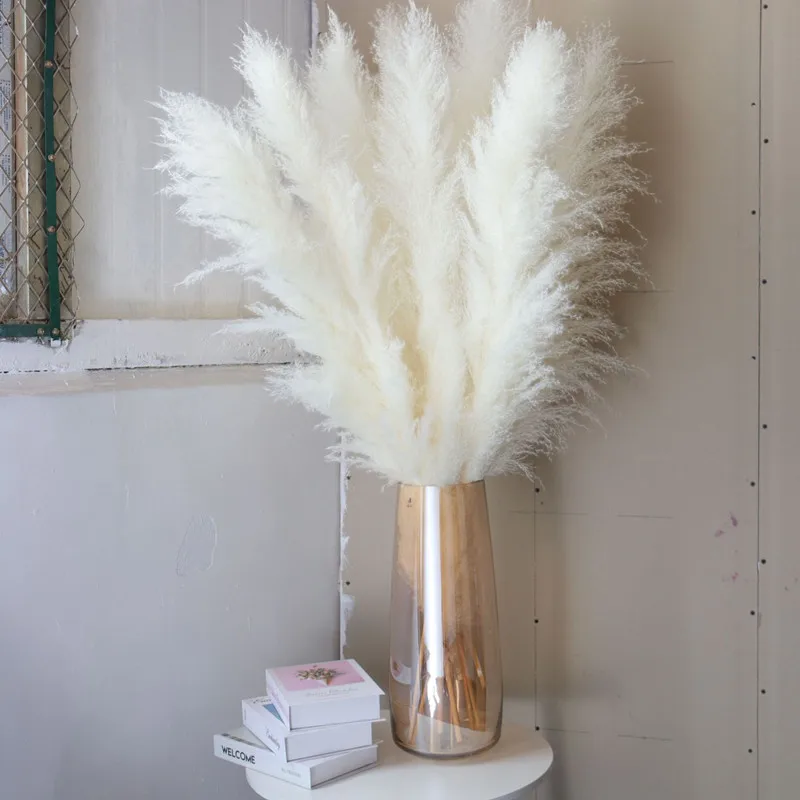 120cm Pampas Grass Large Tall Fluffy Pampas Dried Flowers Boho Decor Planta for Vase Home Wedding Decor Flower Arrangement