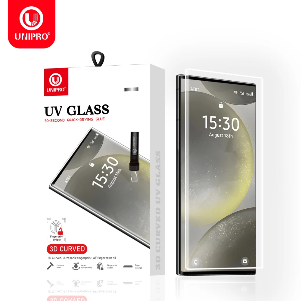

UNIPRO UV Full Glue Full Cover Screen Protector for Samsung S26 S25 S24 S23 S22Ultra Edge Glass Protective Film Anti-fingerprint