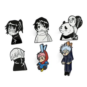 6 pçs criativo anime jujutsu kaisen broche bonito itadori yuji lapela crachá mochila camisa roupas óleo gotejamento jóias acessórios