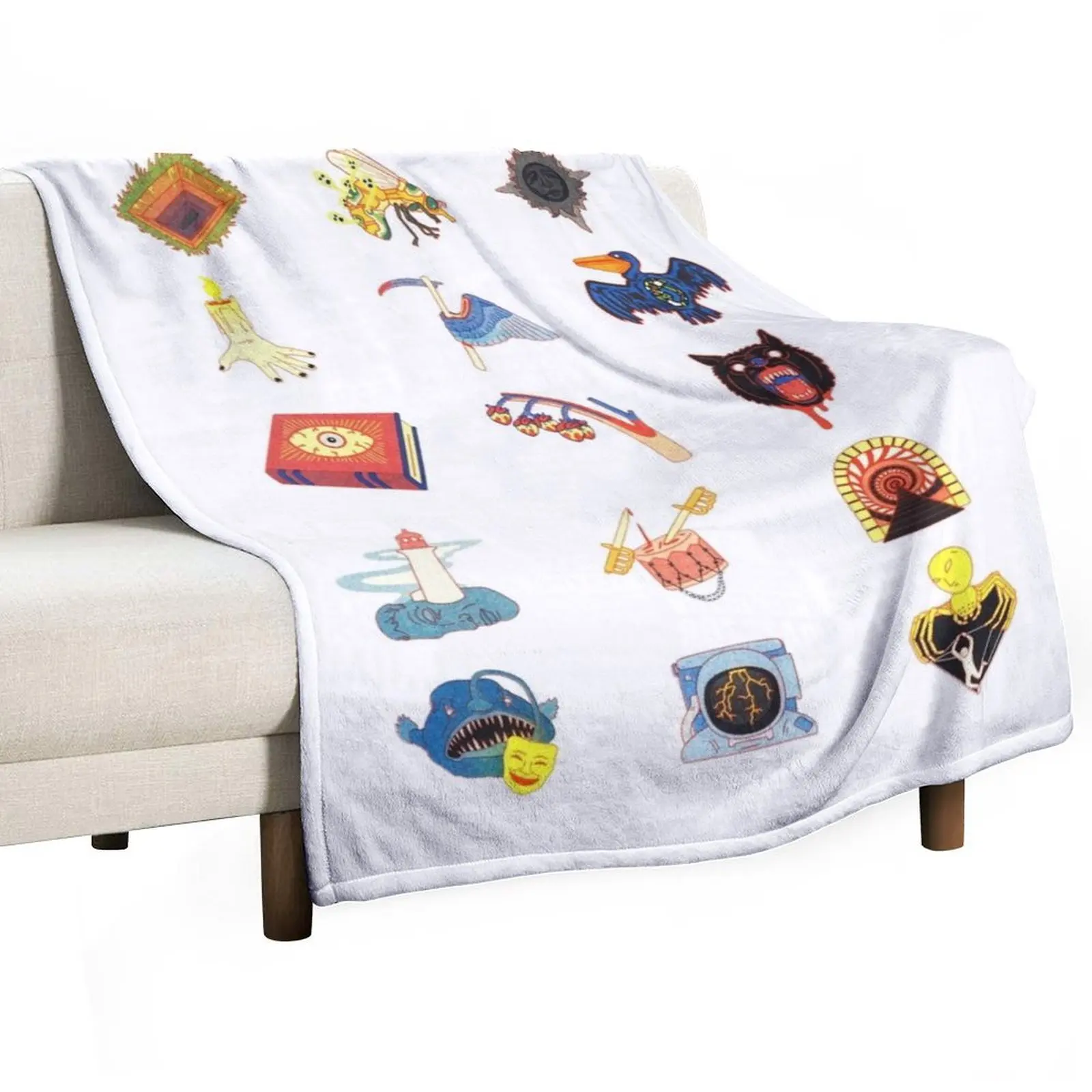 15 Fears Risograph Icons Throw Blanket Furry Winter beds Cute cosplay anime blankets ands warm for winter Blankets