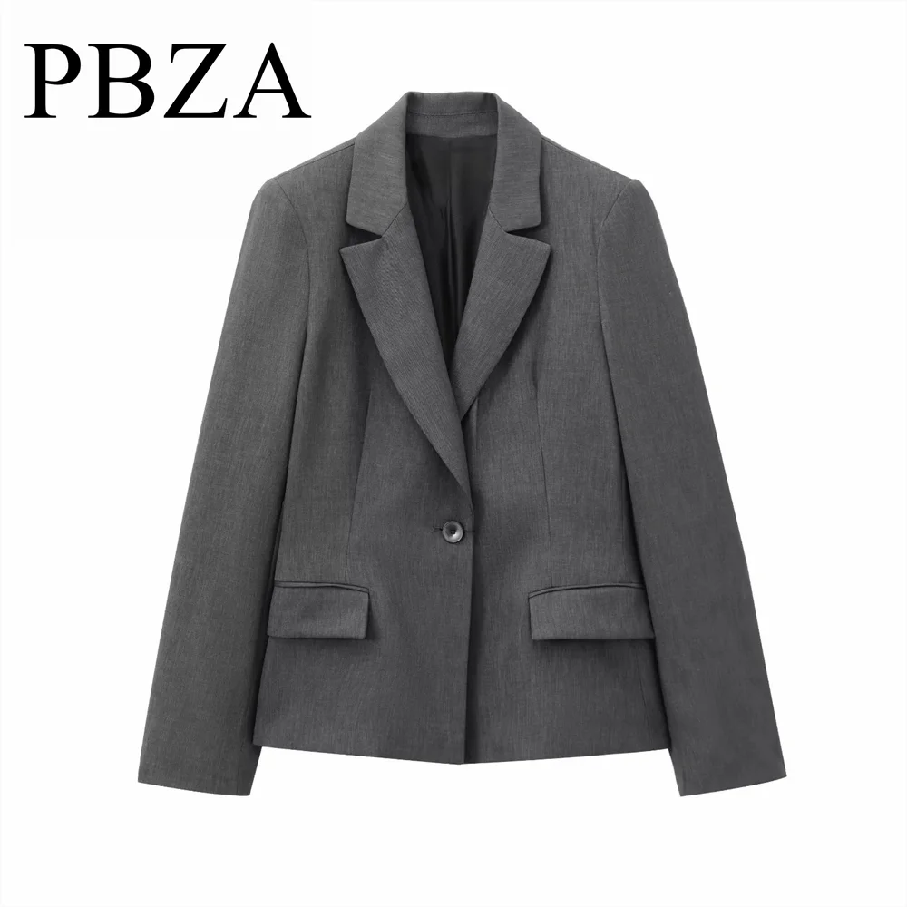 

2024 Autumn/Winter New Women's Clothing with Shoulder Pads Tailored Collar Long Sleeve Suit Coat
