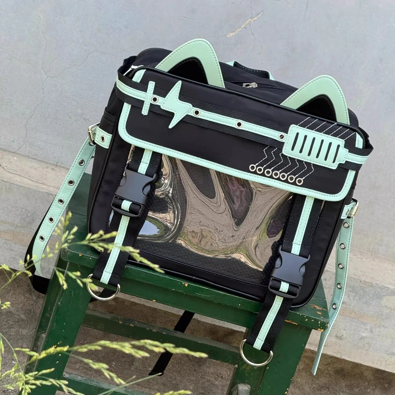 

Streetwear Punk Transparent Ita Bags Y2k Aesthetic Fashion Patchwork Kawaii Backpacks Japanese Trendy Preppy Women Schoolbags