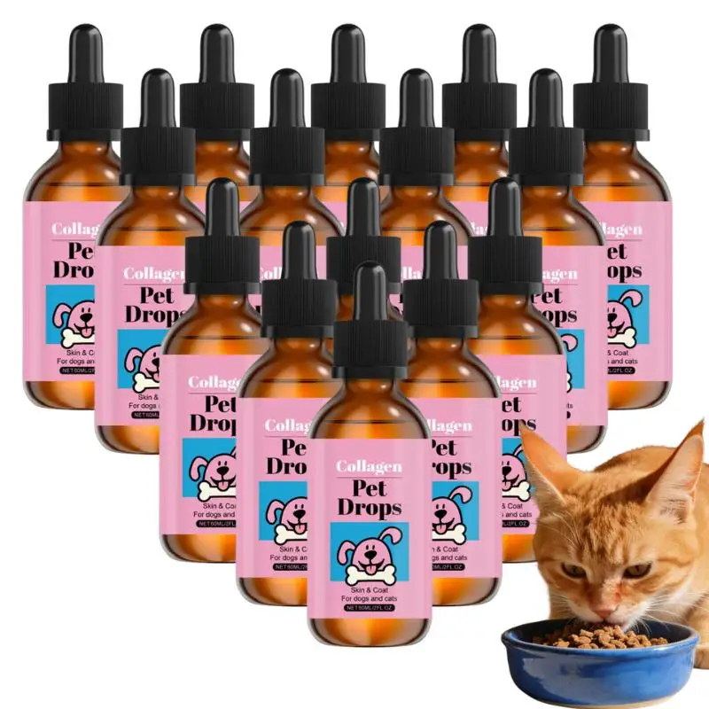 60ml Pet Collagen Liquid Drops For Dog Cat Nourishing Collagen Supplement For Healthy Glossy Fur Reducing Shedding Dog Supplies