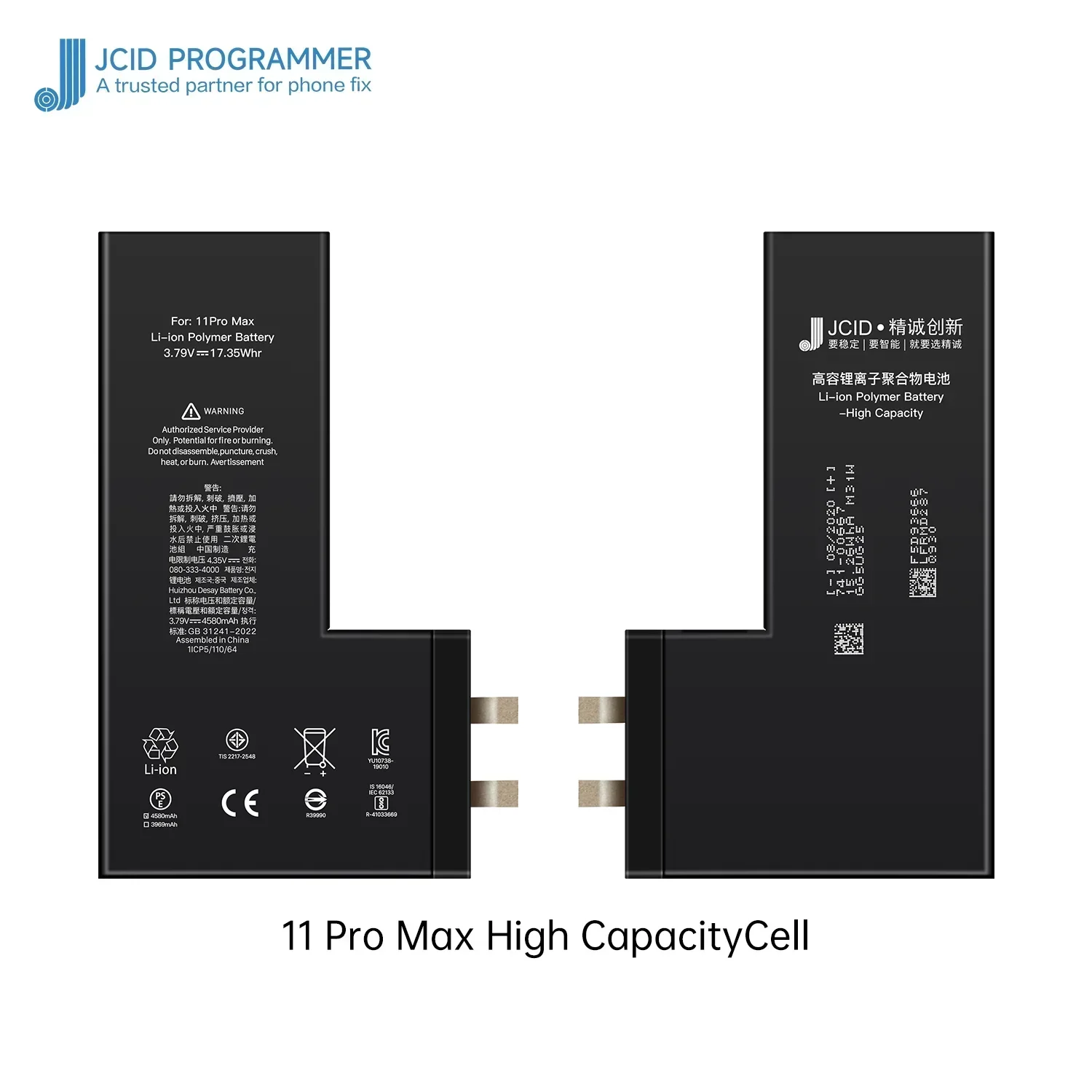 JCID High Capacity Rechargeable Battery Without Flex Cable for iPhone XR X Xs 11 12 13 14 Pro Max Battery Accessory Replacement