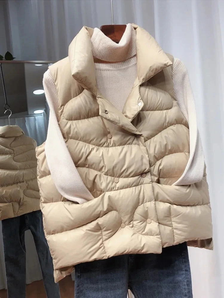 New Autumn Winter 90% White Duck Down Jacket Women Ultra Light Warm Waistcoat Down Vest Female Sleeveless Coat Vest