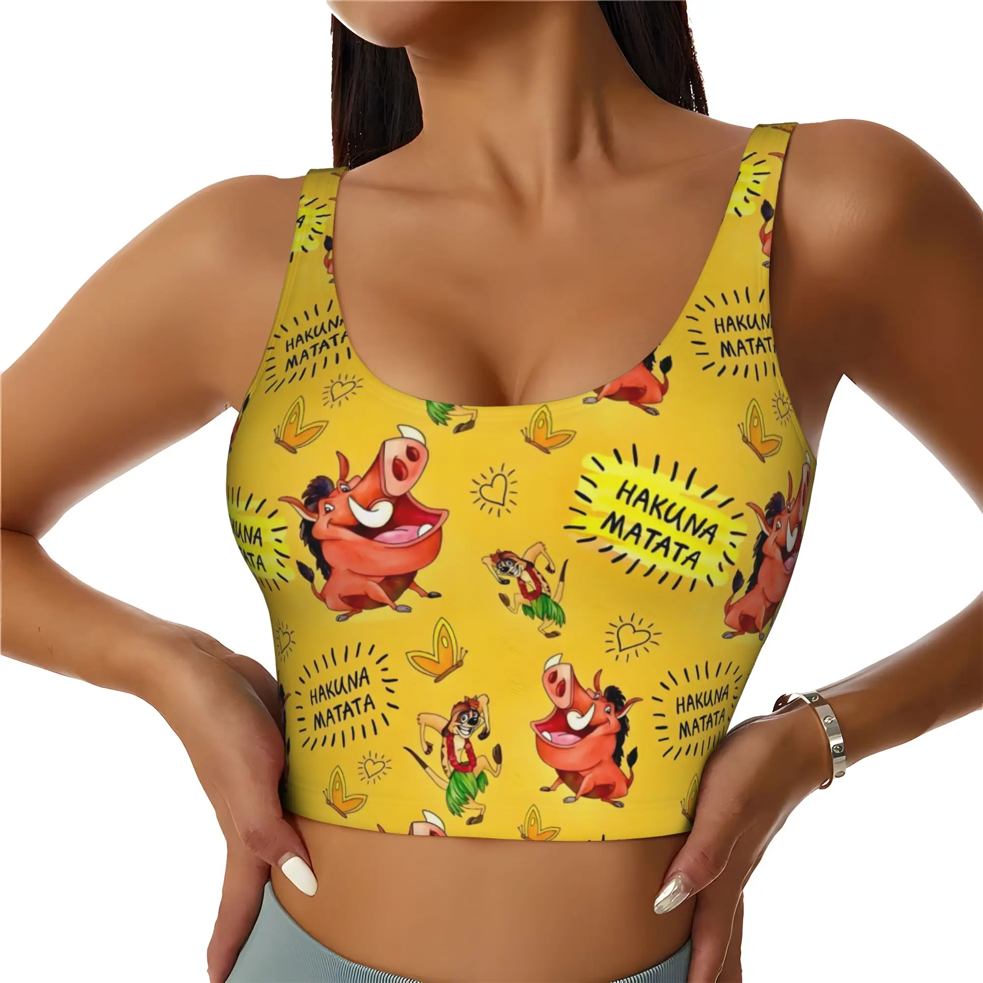 Custom Liones Anime Kinges Sports Bra Women's Hakuna Matata Simba High Impact Workout Yoga Crop Top