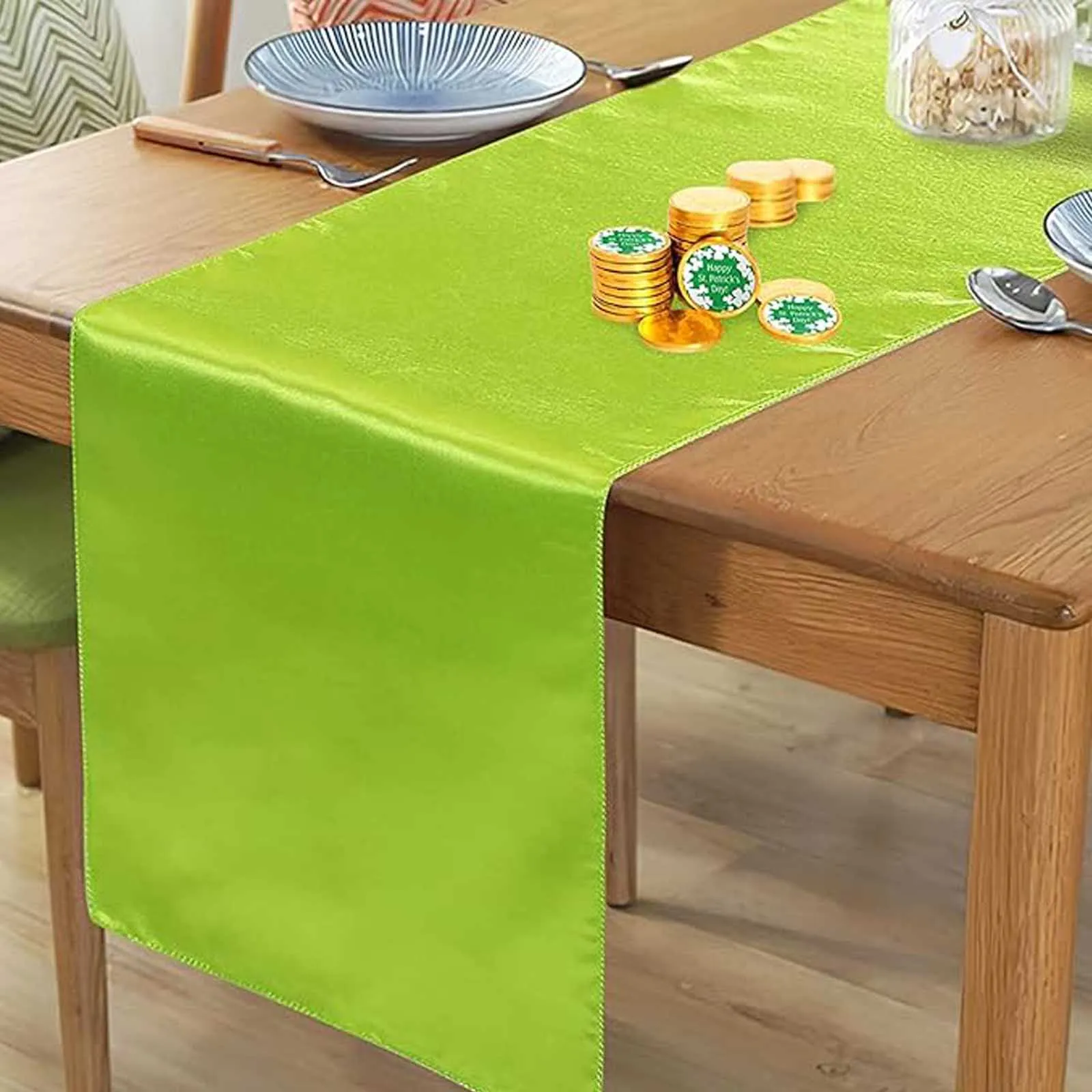 

6pcs Satin Table Decoration For Banquet Wedding Satin Home Wedding Banquet Festival Party Catering Hotel Tablecloth 30 x 275cm
