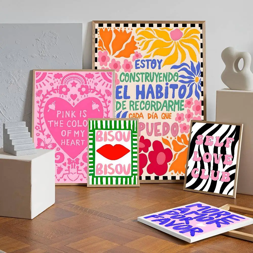 Maximalist More Amor Por Favor Love Self-adhesive Art Poster Whitepaper Prints Posters Artwork Aesthetic Art Wall Painting
