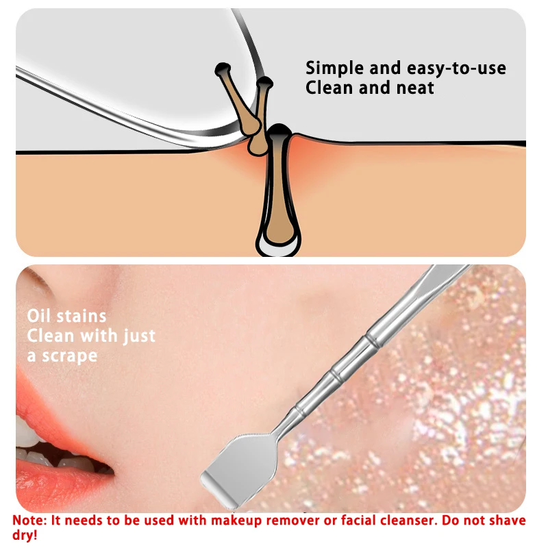 1Pcs Stainless Steel Hair Follicle Cleansing Blackhead Scraper Massager For Facial Skin Care Board Blackhead Shovel ﻿ ﻿