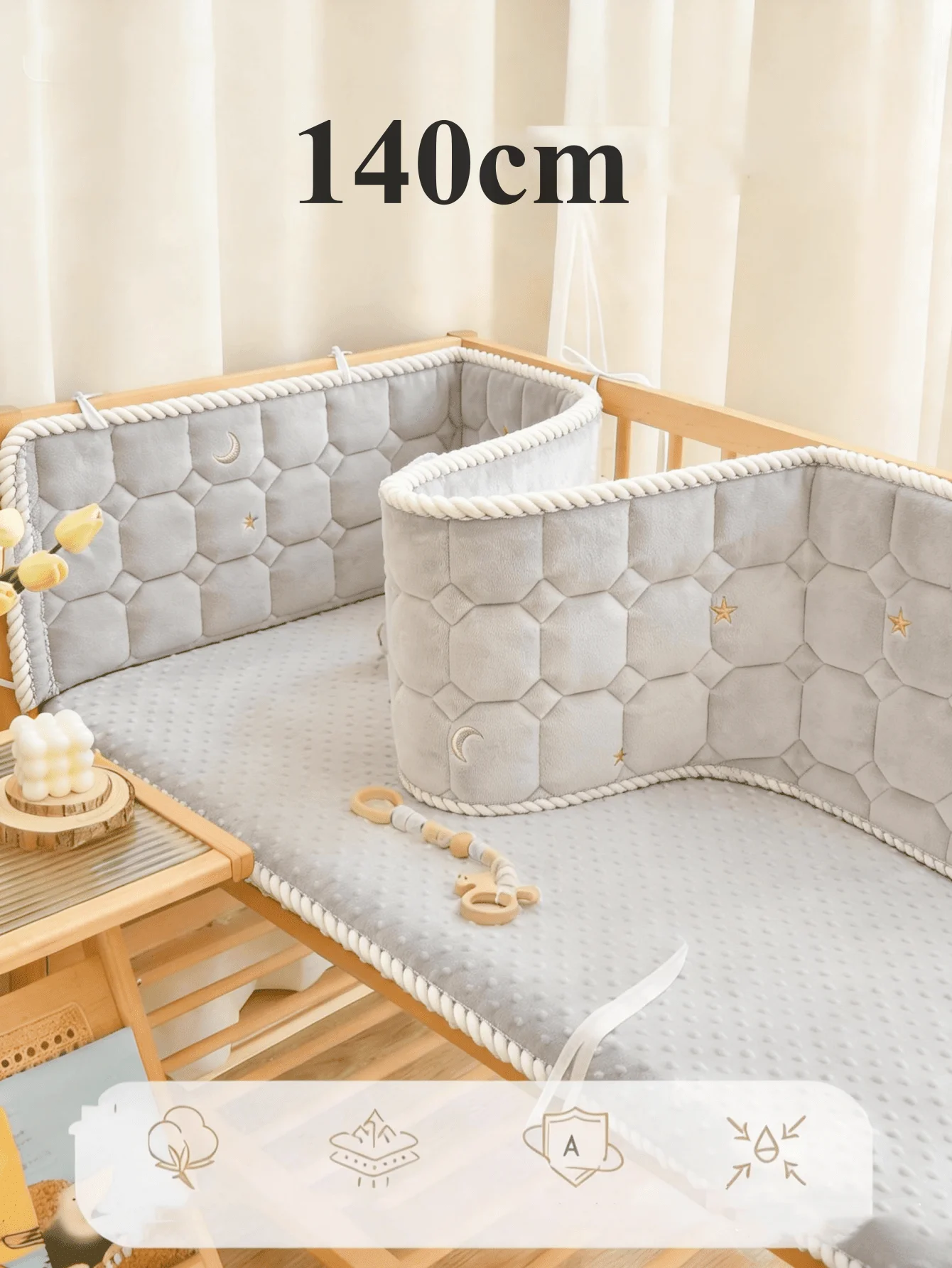 Baby Crib Bumper Pure Cotton Children's Spliced Bed Guardrail Anti-Collision Baby 1 Piece Bumper for infant image 3