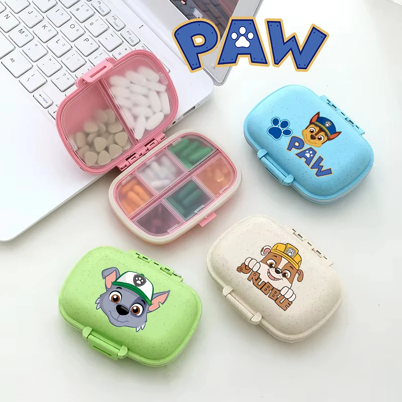 

Cute PAW Patrol Travel Moisture-Proof Pill Organizer Container Portable 8 Compartment Storing Vitamins Storage Cartoon Tool Gift