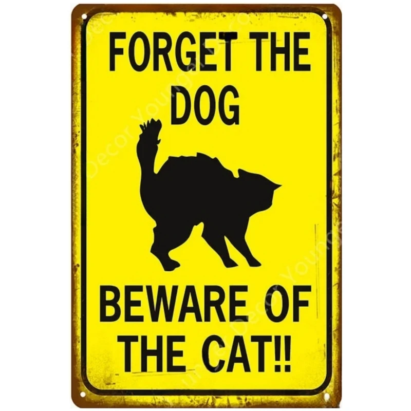 Warning Danger Metal Signs, Vintage Wall Plaque, Dog, Cat Poster, Pub, Bar, House Painting, Man Cave Decor
