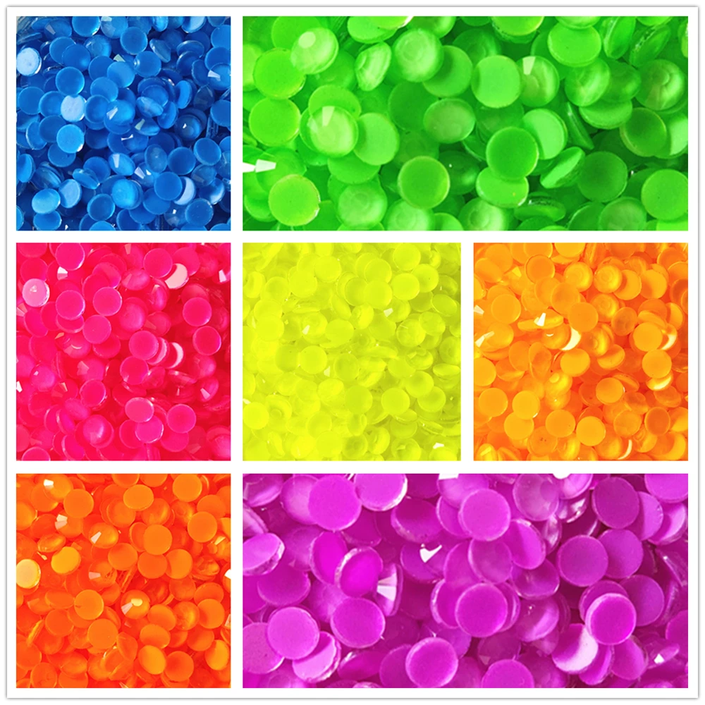 Neon Non Hot Fix Rhinestones All Size Color Glass Fluorescence Crystal FlatBack Strass Fabric Garment Nail Art Decorations