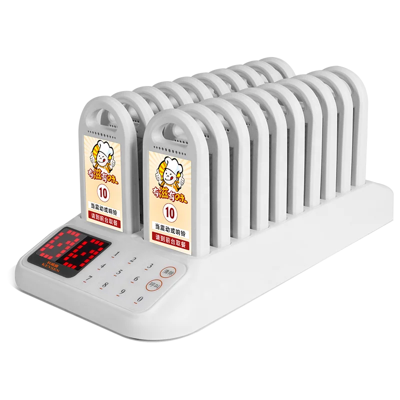 Benutzerdefinierte Warteschlange Programm Nummer Bestellen Restaurant Vibrierende Pager Summer Kellner Ruftaste Drahtloses Rufsystem
