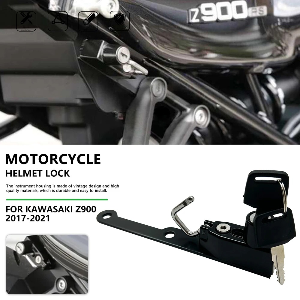 

Motorcycle Safety Helmet Lock For Kawasaki Z900 Z900RS 2017-2021 2020 2019 Special Non-Destructive Installation Anti-Theft Lock