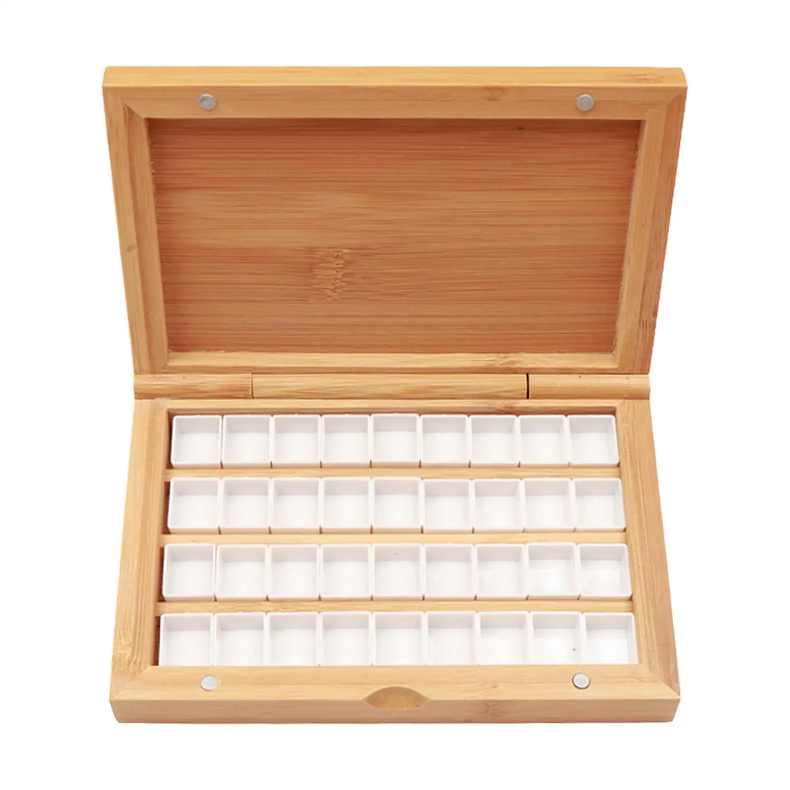 Wooden Empty Paint Palette with Lid Portable Art Supplies Box Wet Palette Tray for Travel Watercolor Painting