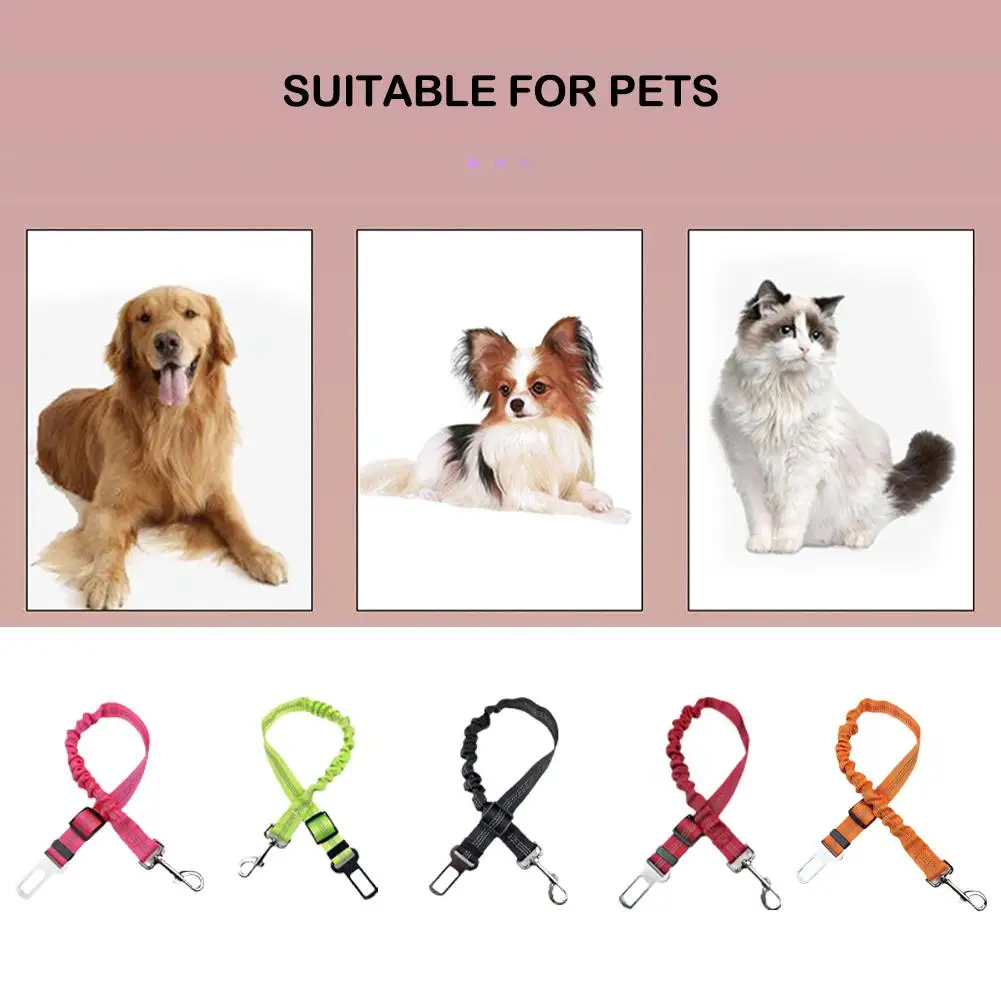 Dog Car Seat Belt Cat Leash Retractable Buffer Elastic Pet Elastic Safe Waterproof Reflective Rope Rope Supplies Wear-resis U4G5