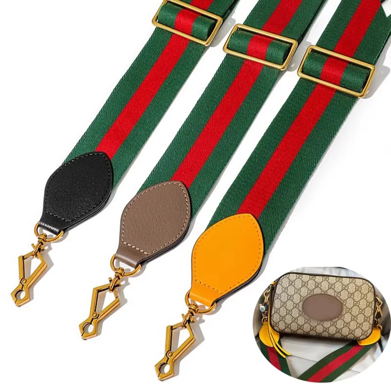 Correa de Hombro de 5 cm de Ancho para Bolso de Cámara GUCCI con Cabeza de Tigre, Longitud Ajustable, Diseño de Bloques de Color Rojo y Azul