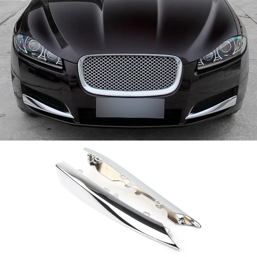 

1Pair Car Front Bumper Grille Side Molding Trim Grill For Jaguar XF 2012 2013 2014 2015 Chrome ABS Auto Accessories