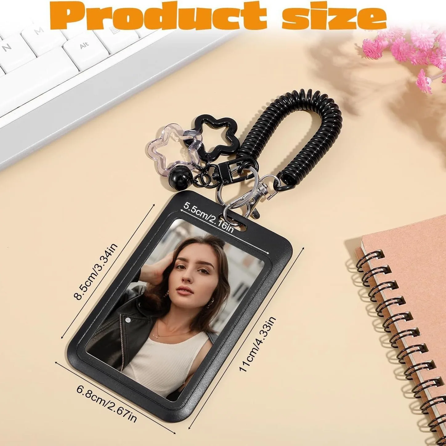 1/2pcs Colorful star retractable plastic ID Card Photocard holder with keychain Cute practical suitable for bus cards campus