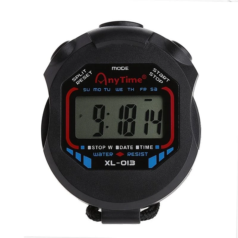 E06B Digital Handheld LCD Chronograph Sports Stopwatch Timer pour w / String