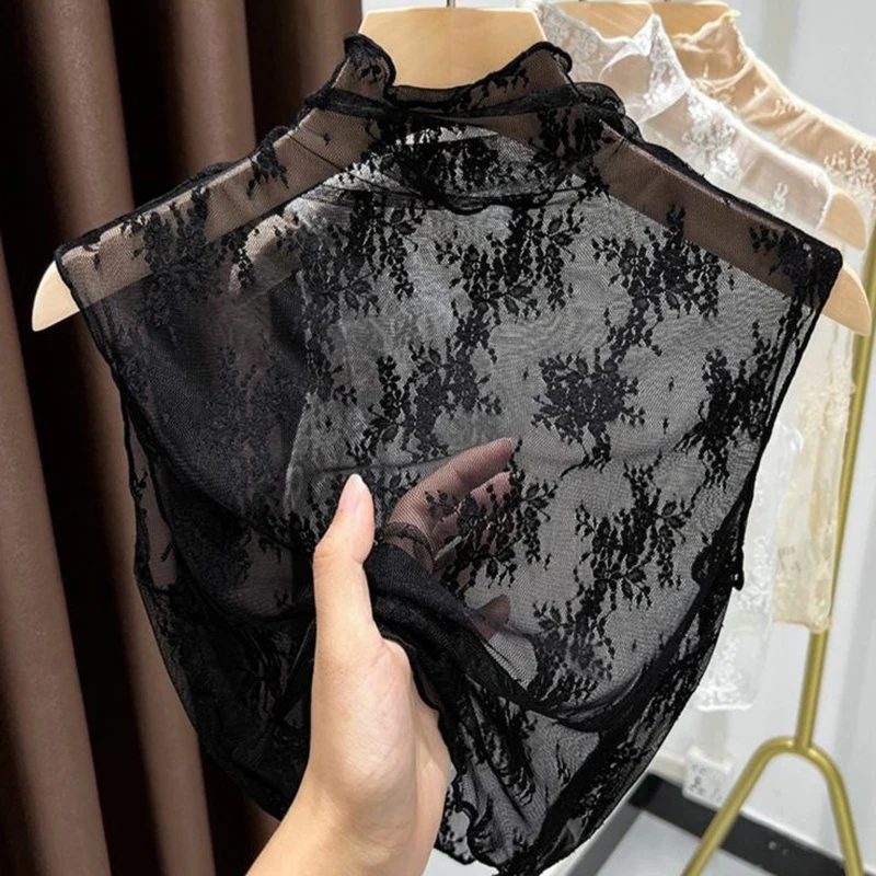 Hot Sale Lace Floral Detachable False Collar, Gauzy Layering Piece for Women, All-Match Fashion Accessory for Tanks & Dresses
