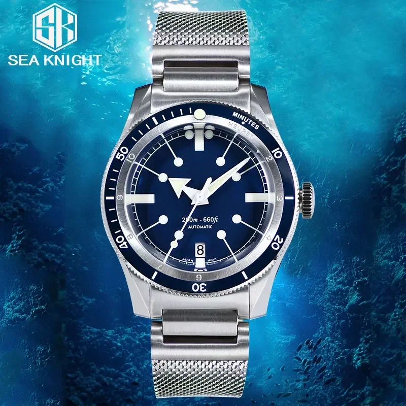 SEA KNIGHT Luxury Diver Watch Men Automatic Mechanical Waterproof NH35A Movement Sapphire Mirror C3 Luminous 316L Steel Watches